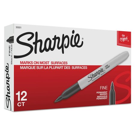 Sharpie Fine Tip Permanent Marker, Fine Bullet Tip, Black, PK12 30001